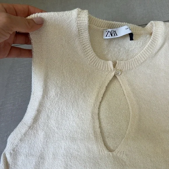 Zara Cute cream / off white Knit Top S NWOT - Picture 3 of 3